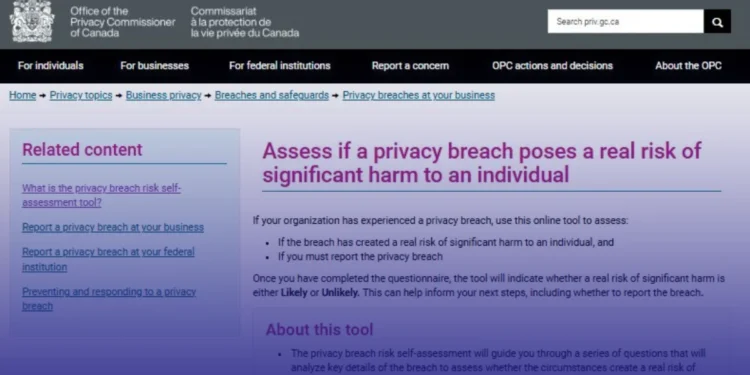 Privacy Breach Tool Of Canada